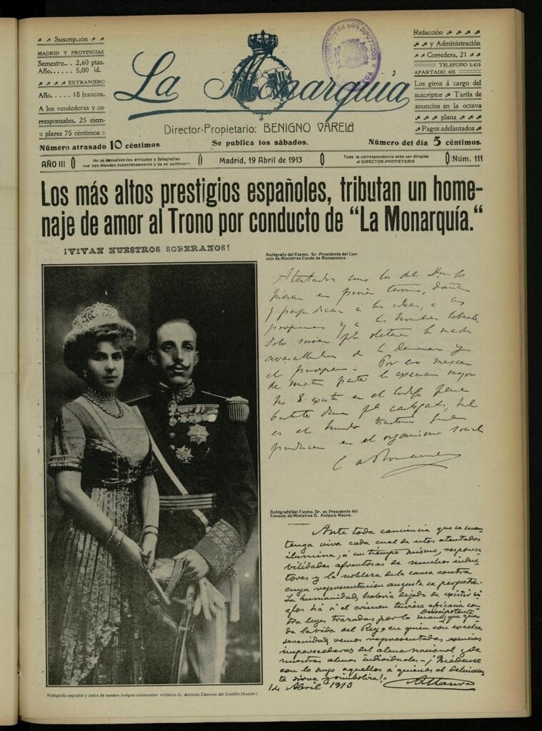 Miniatura de La Monarquía del 19 de abril de 1913, nº 111