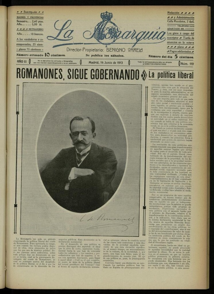 Miniatura de La Monarquía del 14 de junio de 1913, nº 119