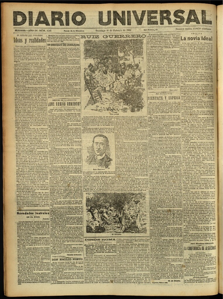 Miniatura de Diario Universal del 18 de febrero de 1906, edición de noche