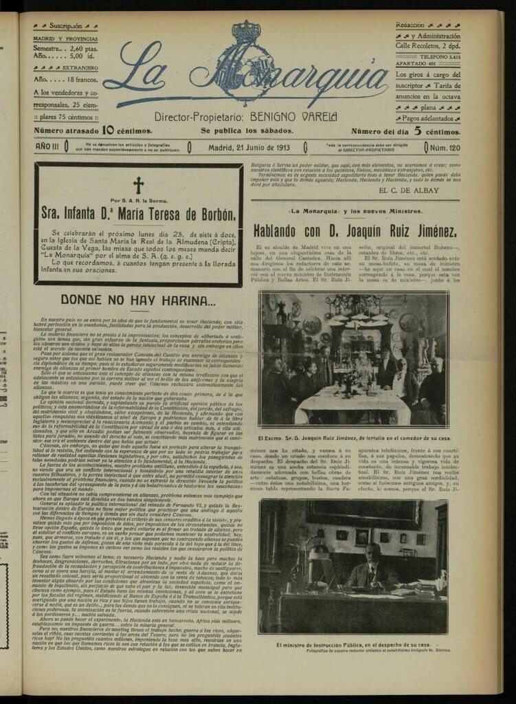 Miniatura de La Monarquía del 21 de junio de 1913, nº 120