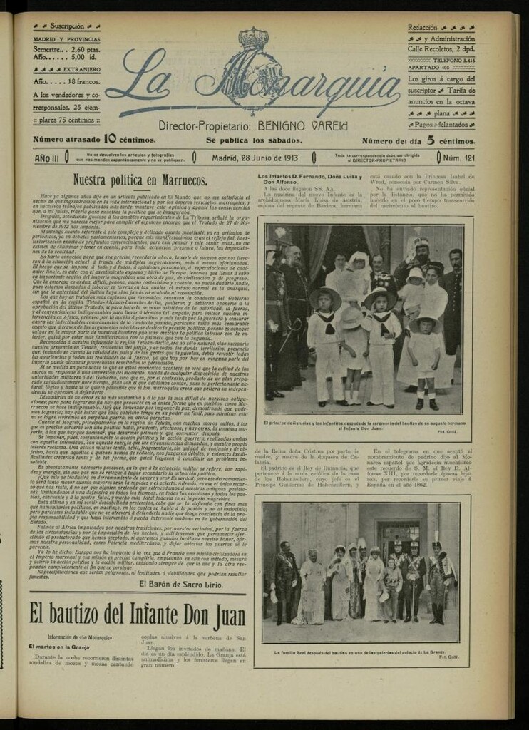 Miniatura de La Monarquía del 28 de junio de 1913, nº 121
