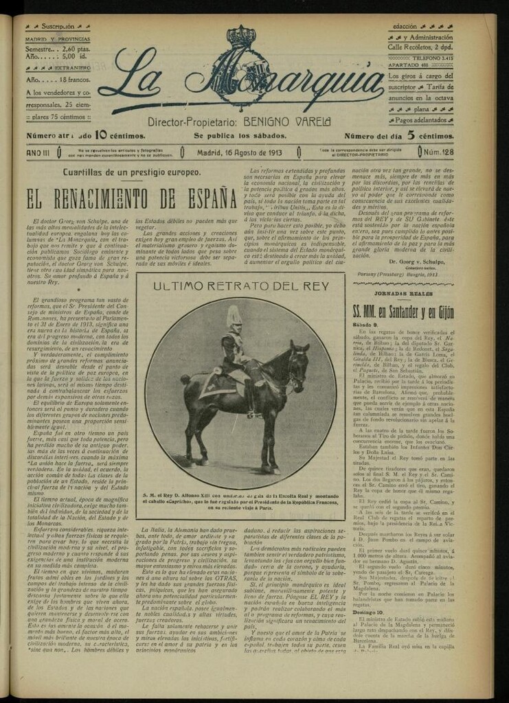 Miniatura de La Monarquía del 16 de agosto de 1913, nº 128