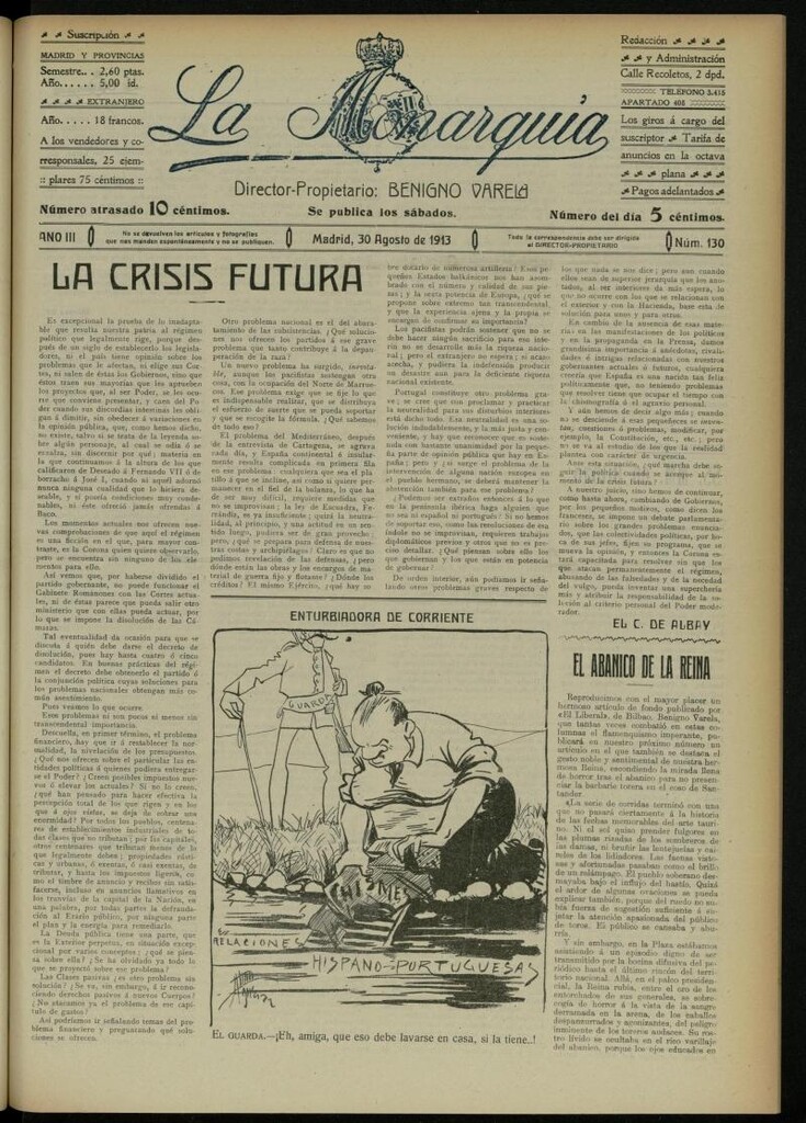 Miniatura de La Monarquía del 30 de agosto de 1913, nº 130