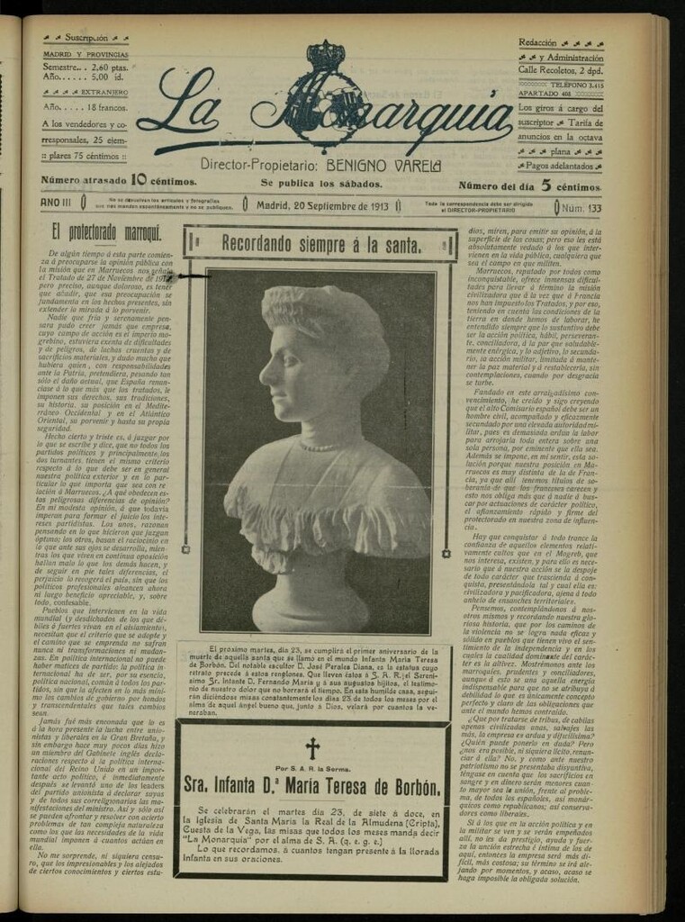 Miniatura de La Monarquía del 20 de septiembre de 1913, nº 133
