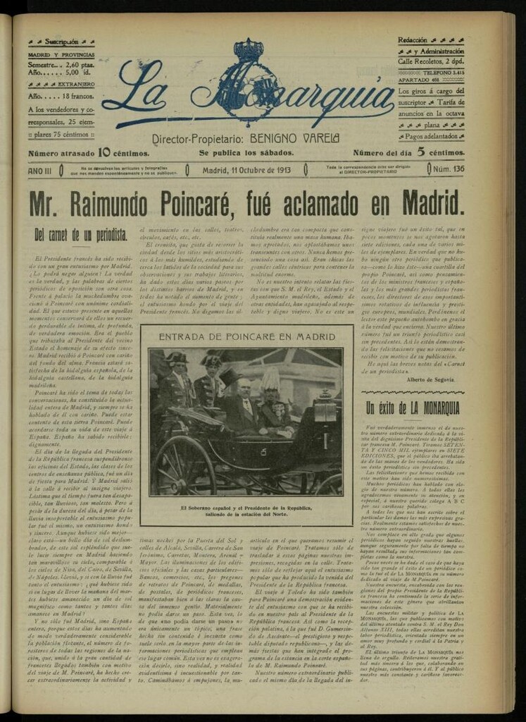 Miniatura de La Monarquía del 11 de octubre de 1913, nº 136