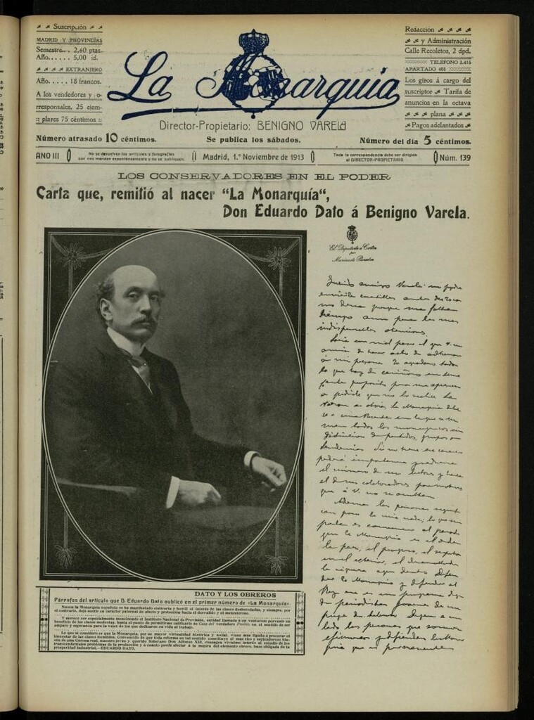 Miniatura de La Monarquía del 1 de noviembre de 1913, nº 139