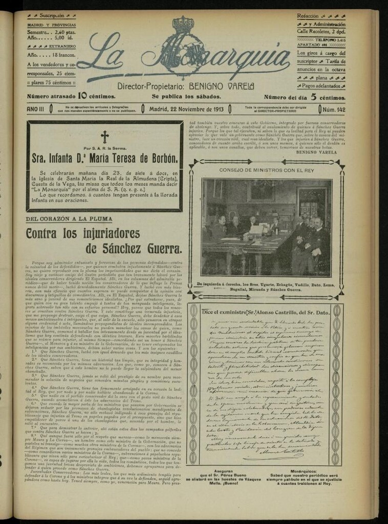 Miniatura de La Monarquía del 22 de noviembre de 1913, nº 142