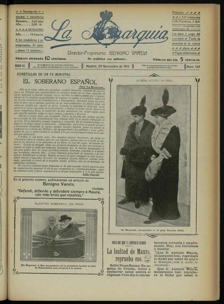 Miniatura de La Monarquía del 29 de noviembre de 1913, nº 143