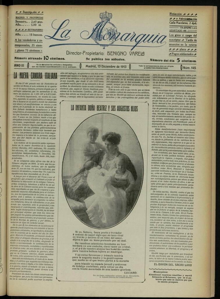Miniatura de La Monarquía del 13 de diciembre de 1913, nº 145