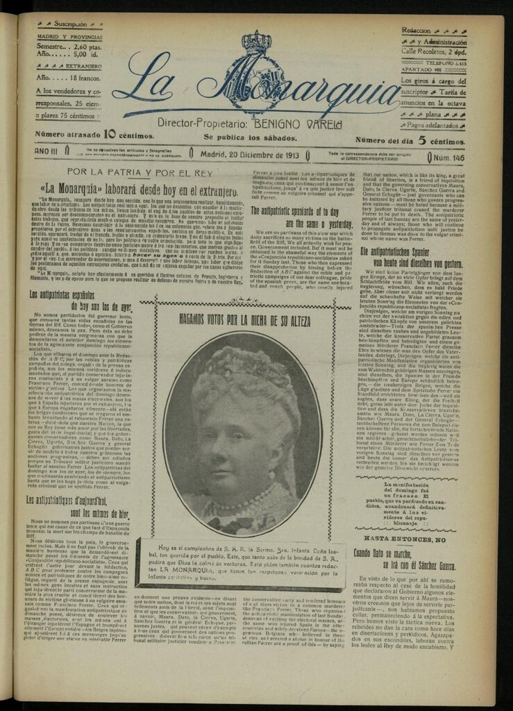 Miniatura de La Monarquía del 20 de diciembre de 1913, nº 146