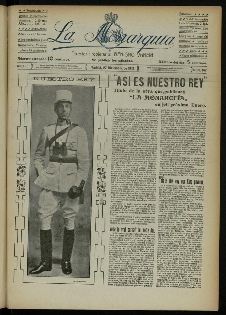 Miniatura de La Monarquía del 27 de diciembre de 1913, nº 147