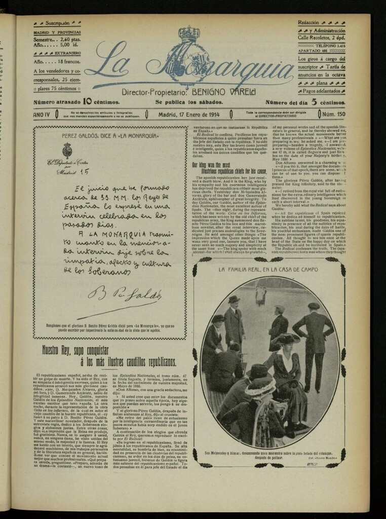 Miniatura de La Monarquía del 17 de enero de 1914, nº 150