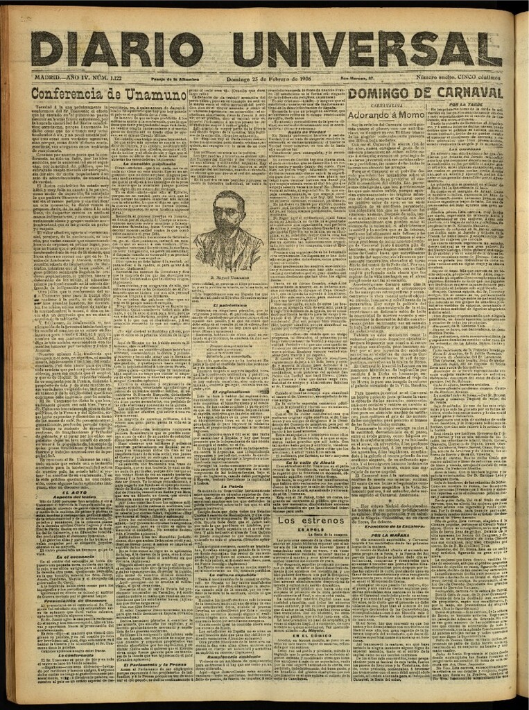 Miniatura de Diario Universal del 25 de febrero de 1906, edición de noche