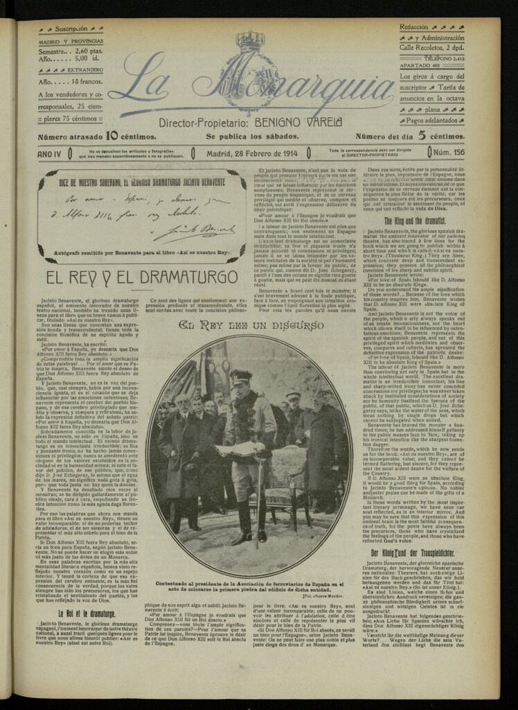 Miniatura de La Monarquía del 28 de febrero de 1914, nº 156