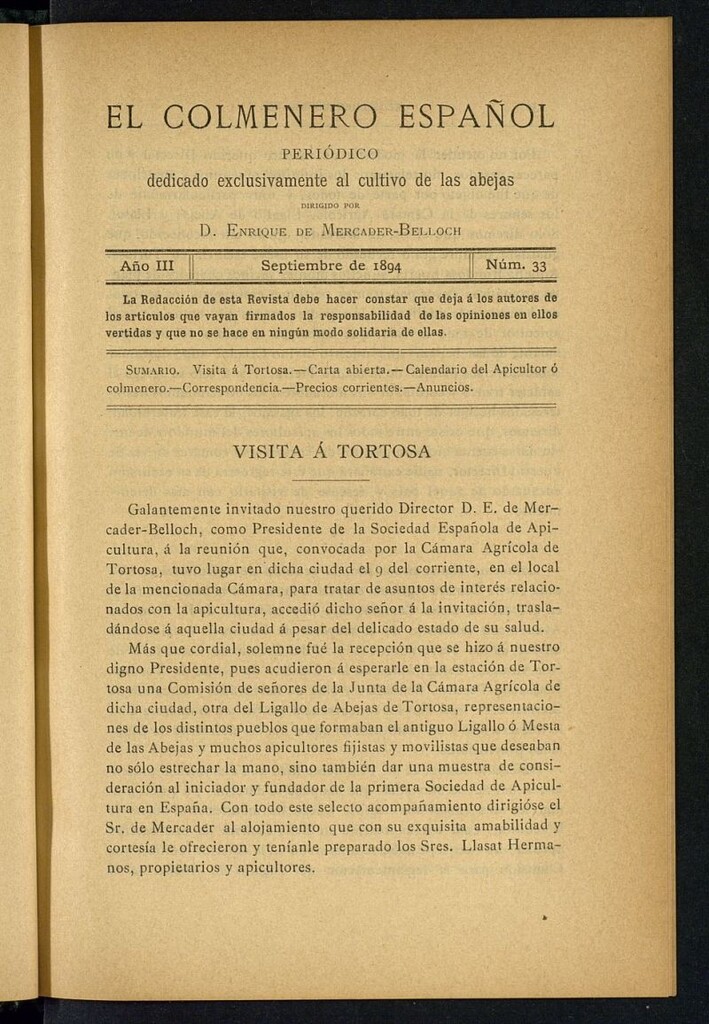 Miniatura de El Colmenero Español de septiembre de 1894