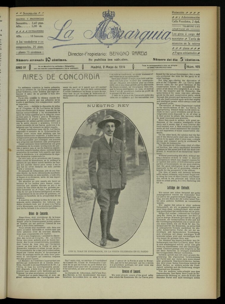 Miniatura de La Monarquía del 2 de mayo de 1914, nº 165