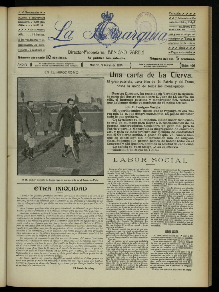 Miniatura de La Monarquía del 9 de mayo de 1914, nº 166