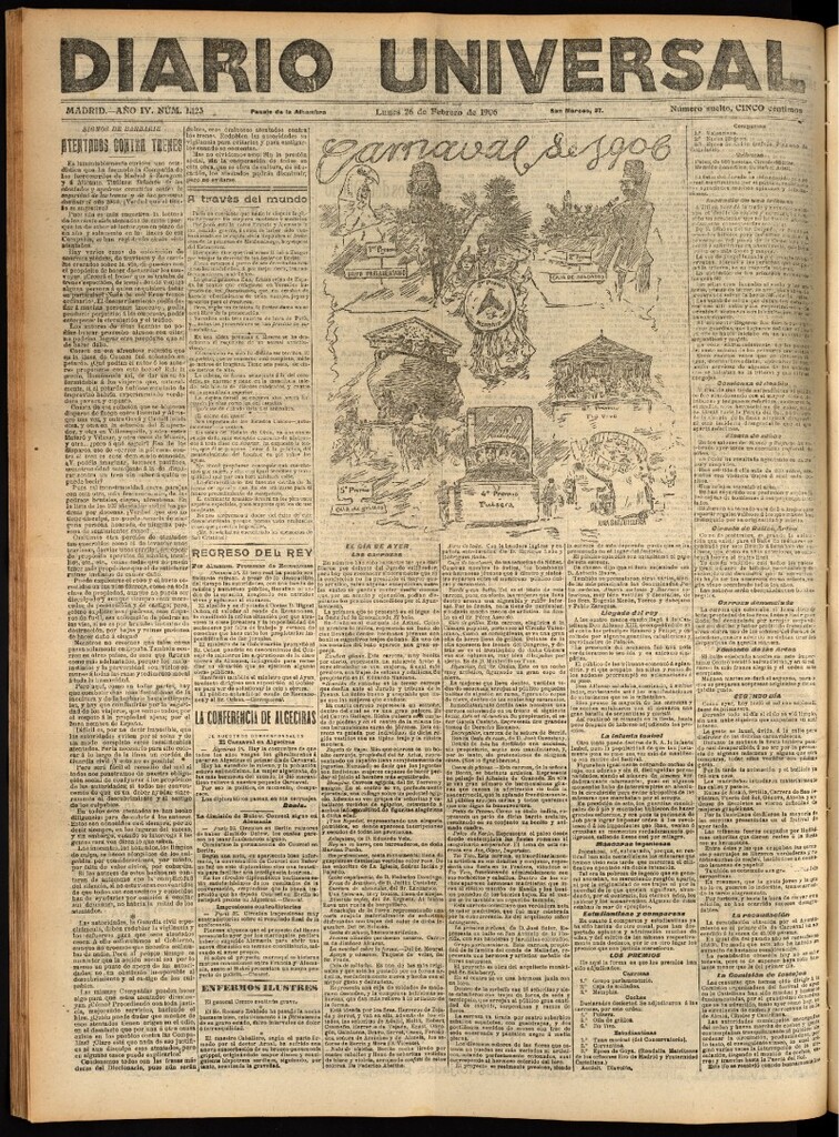 Miniatura de Diario Universal del 26 de febrero de 1906, edición de tarde