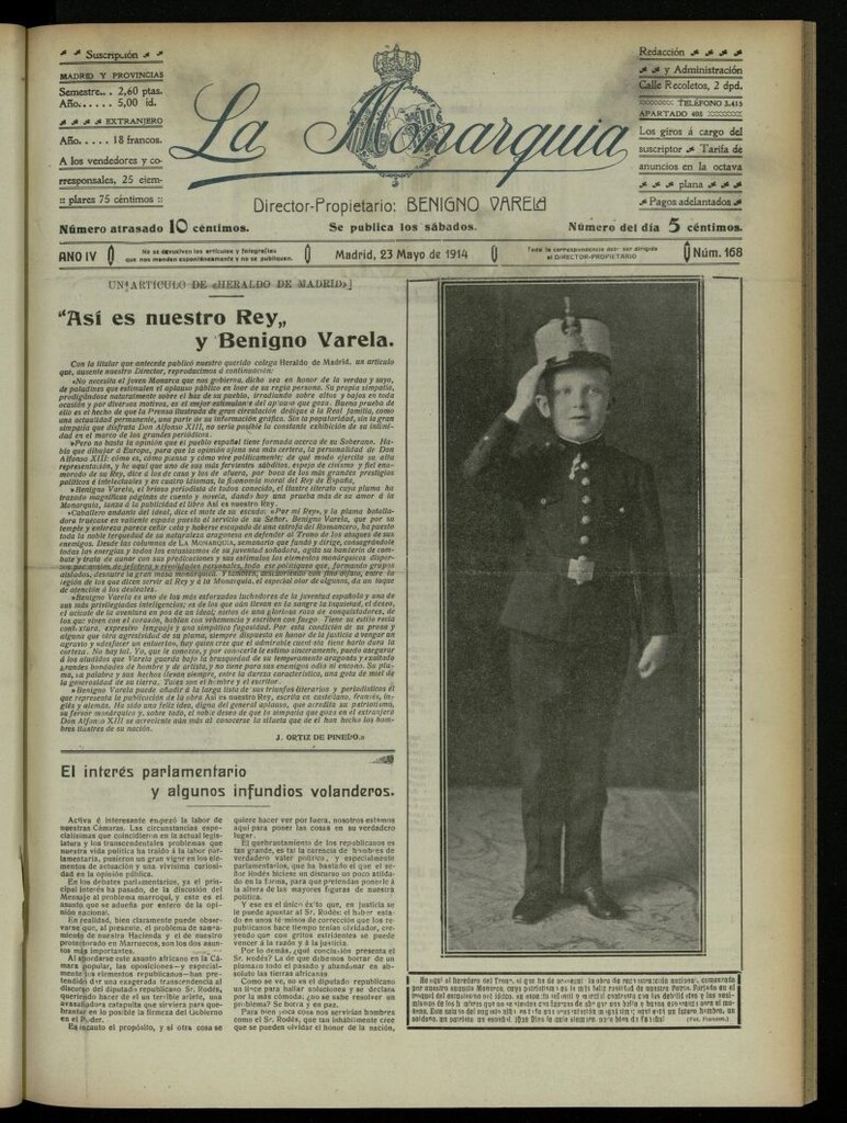 Miniatura de La Monarquía del 23 de mayo de 1914, nº 168