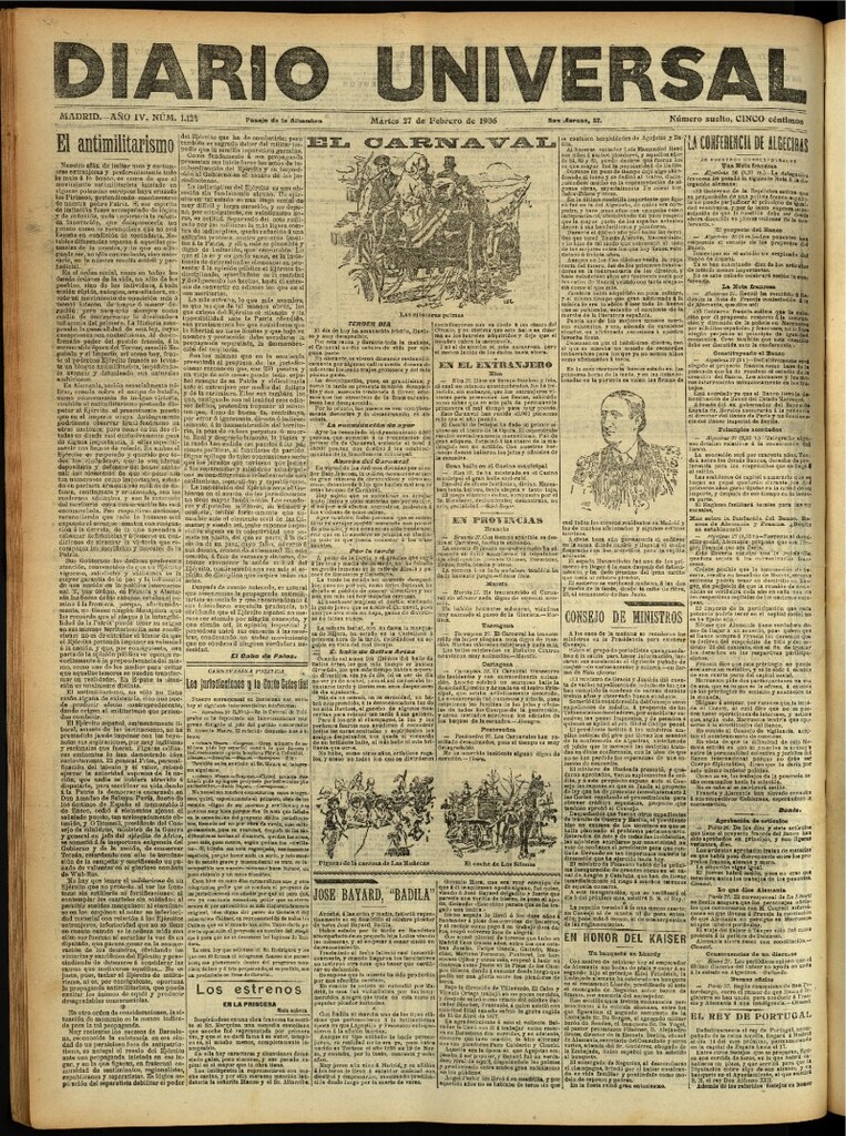 Miniatura de Diario Universal del 27 de febrero de 1906, edición de noche
