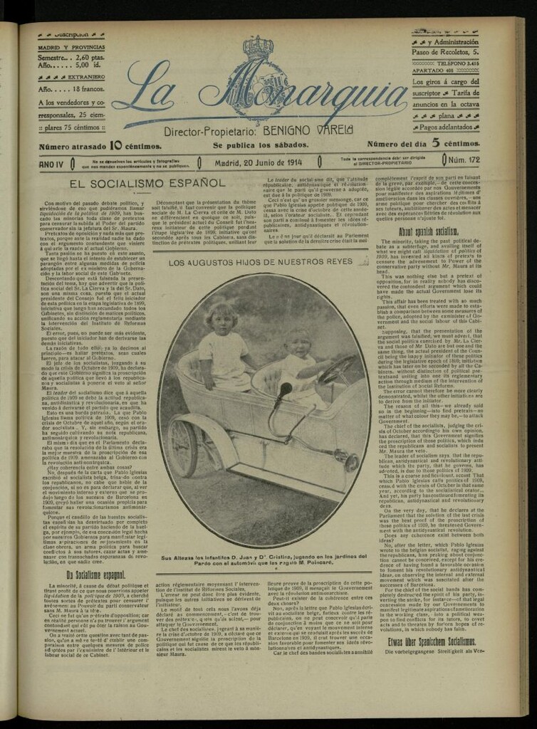 Miniatura de La Monarquía del 20 de junio de 1914, nº 172