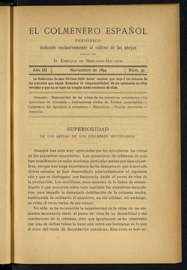 Miniatura de El Colmenero Español de noviembre de 1894