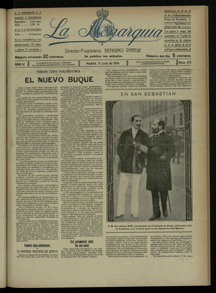 Miniatura de La Monarquía del 11 de julio de 1914, nº 175