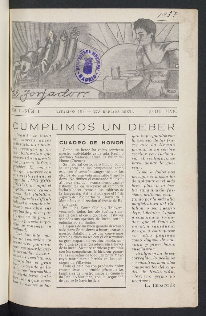 Miniatura de El Forjador: (órgano del) batallón 107, 27ª Brigada