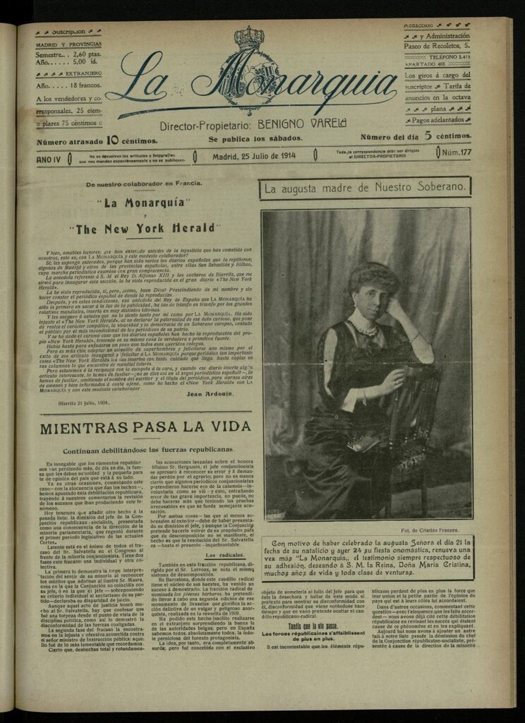 Miniatura de La Monarquía del 25 de julio de 1914, nº 177