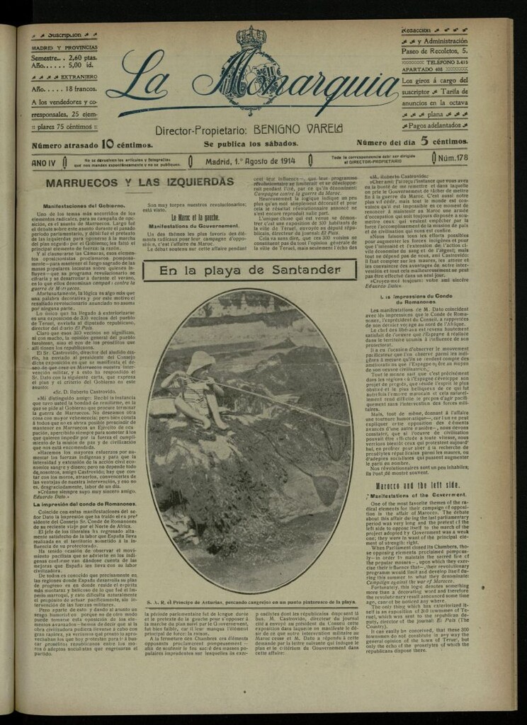 Miniatura de La Monarquía del 1 de agosto de 1914, nº 178