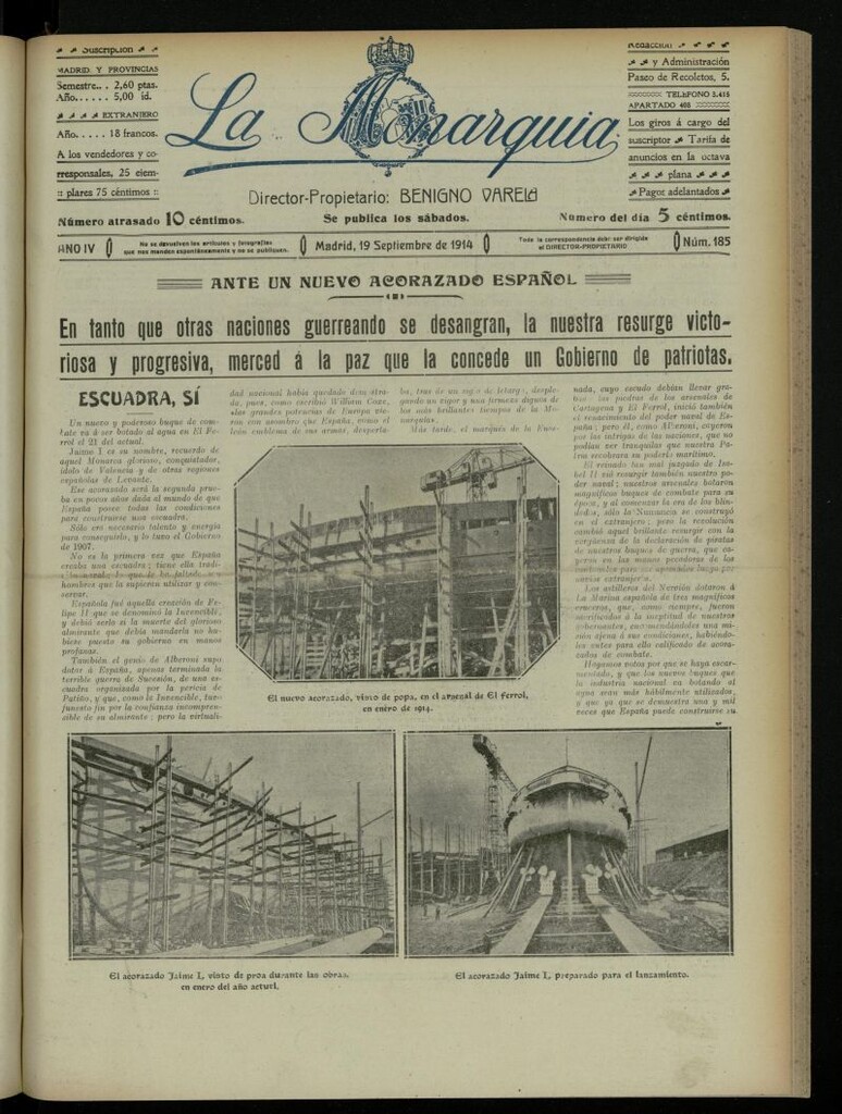 Miniatura de La Monarquía del 19 de septiembre de 1914, nº 185