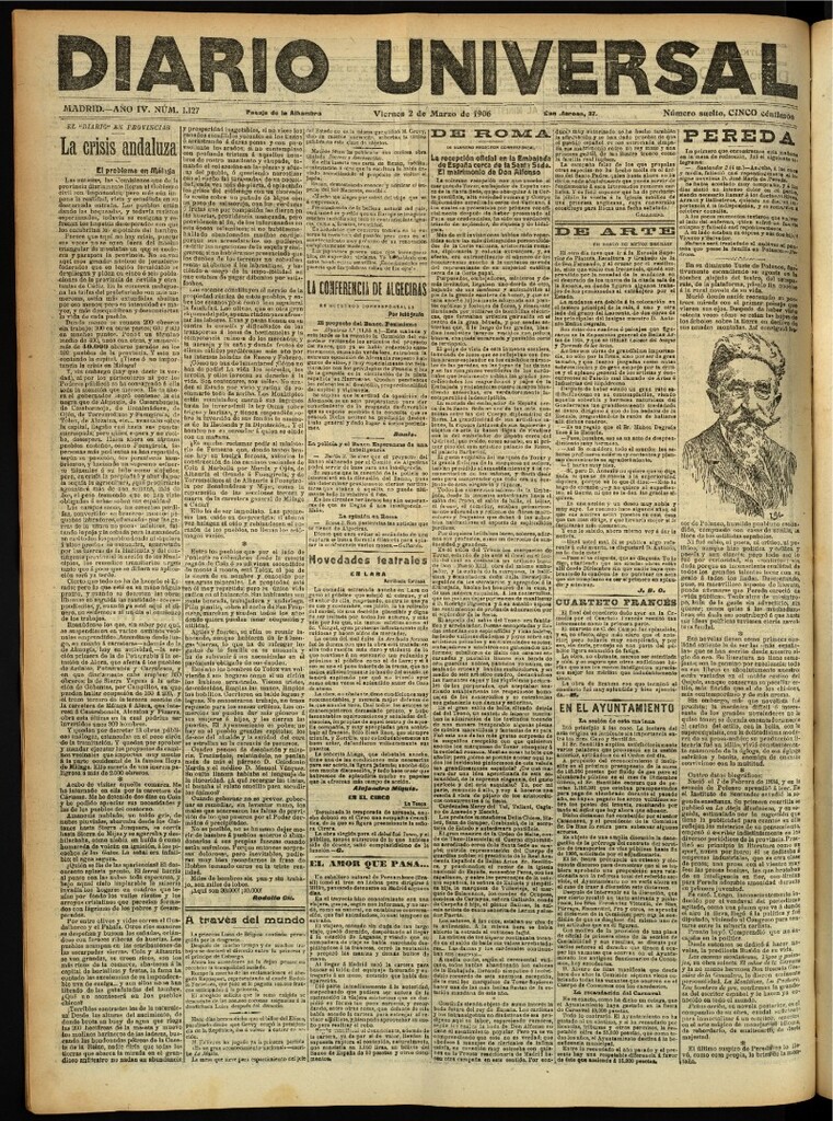 Miniatura de Diario Universal del 2 de marzo de 1906, edición de noche