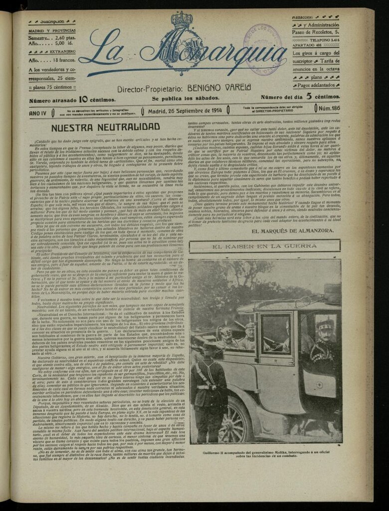 Miniatura de La Monarquía del 26 de septiembre de 1914, nº 186