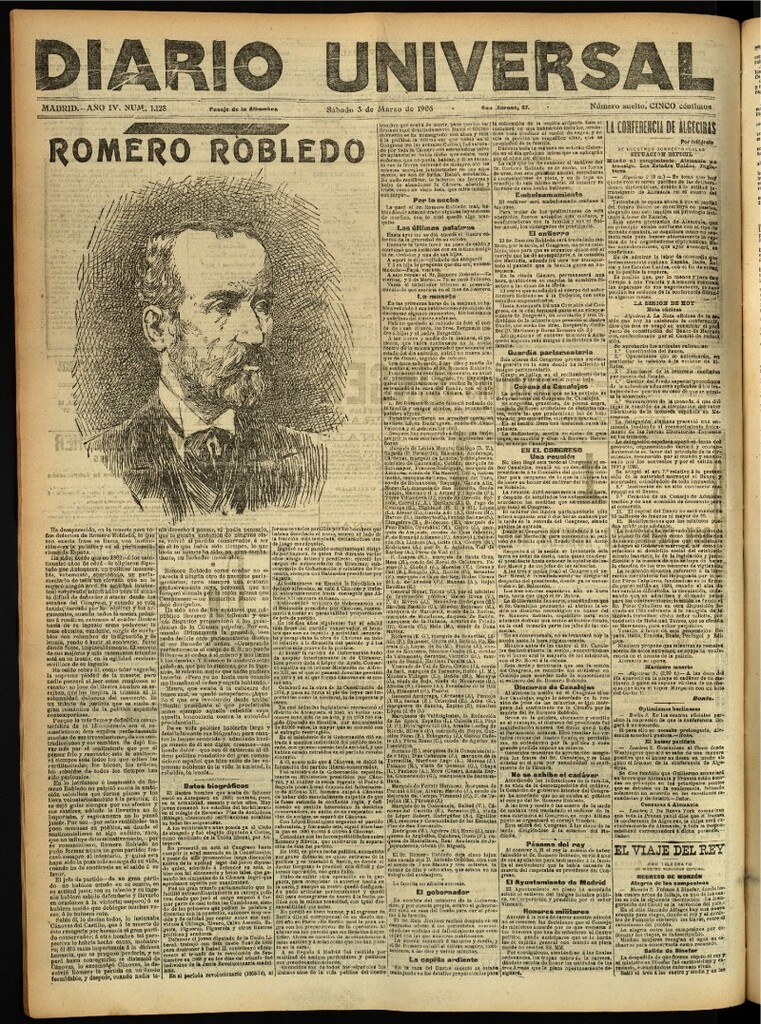 Miniatura de Diario Universal del 3 de marzo de 1906, edición de noche
