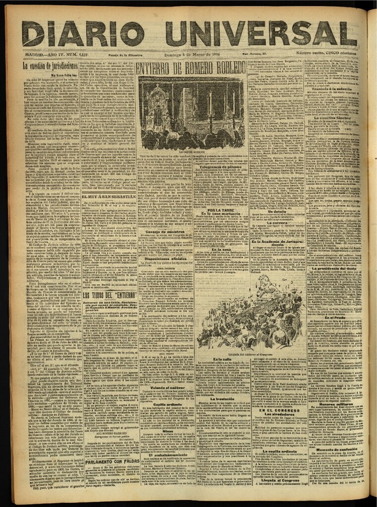 Miniatura de Diario Universal del 4 de marzo de 1906, edición de noche