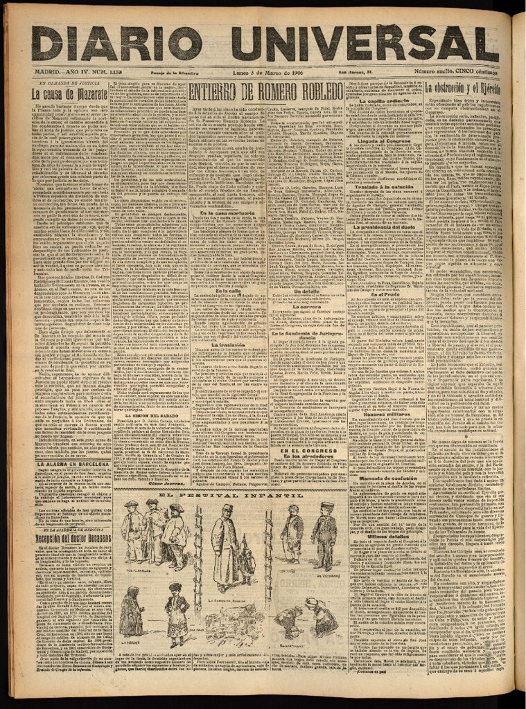 Miniatura de Diario Universal del 5 de marzo de 1906, edición de tarde
