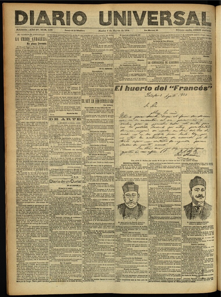 Miniatura de Diario Universal del 6 de marzo de 1906, edición de noche