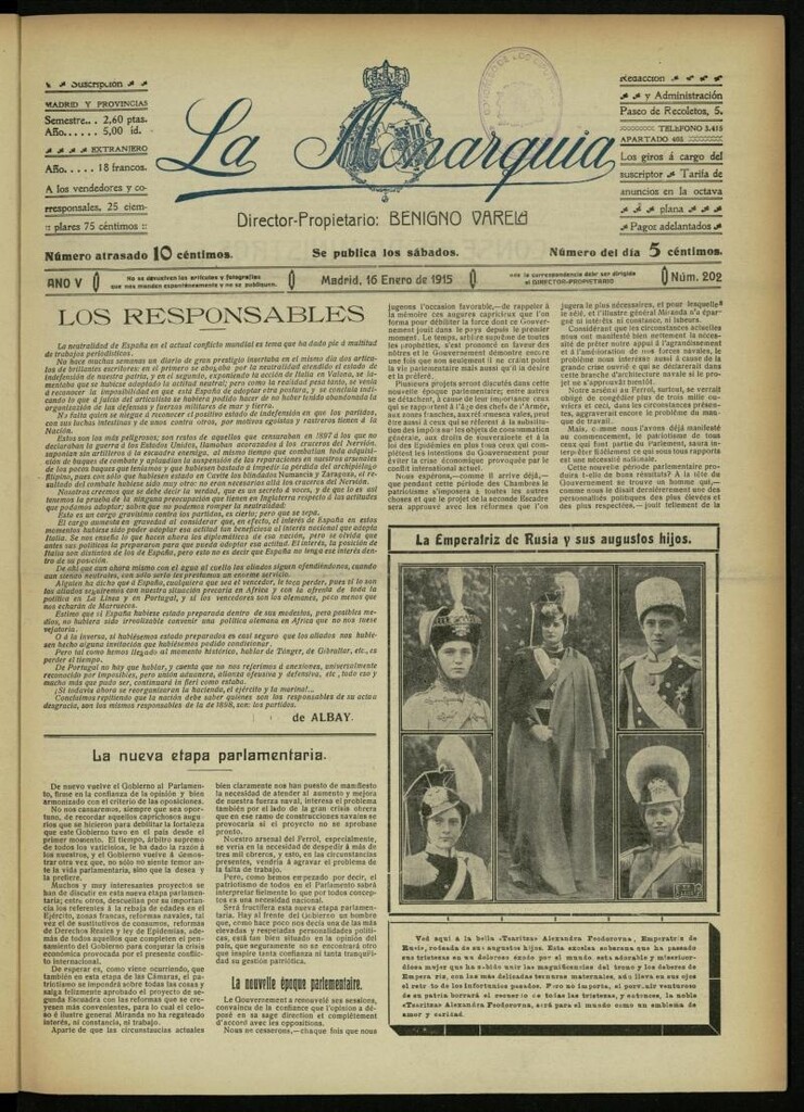 Miniatura de La Monarquía del 16 de enero de 1915, nº 202