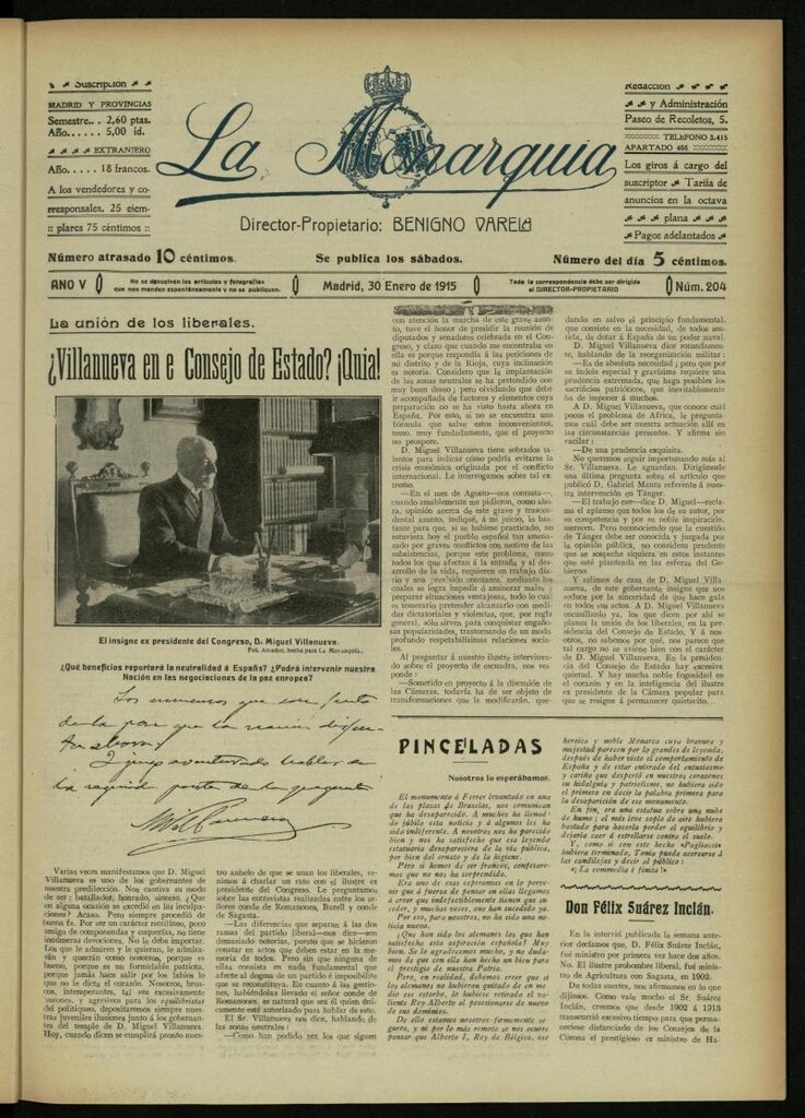 Miniatura de La Monarquía del 30 de enero de 1915, nº 204