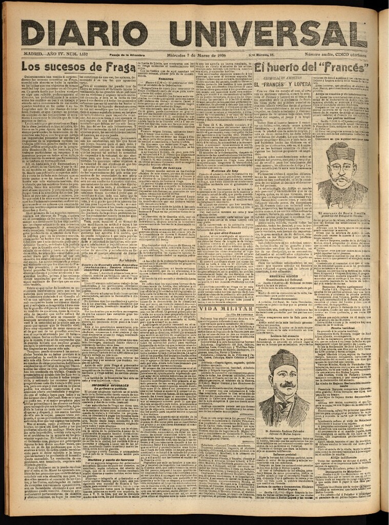 Miniatura de Diario Universal del 7 de marzo de 1906, edición de tarde