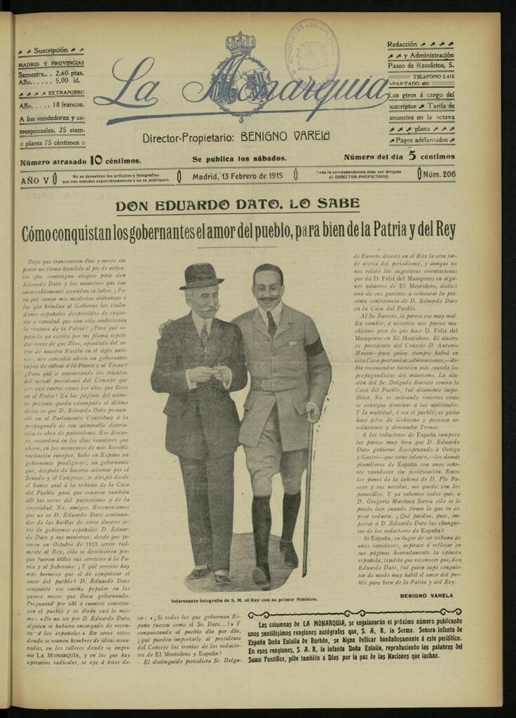 Miniatura de La Monarquía del 13 de febrero de 1915, nº 206
