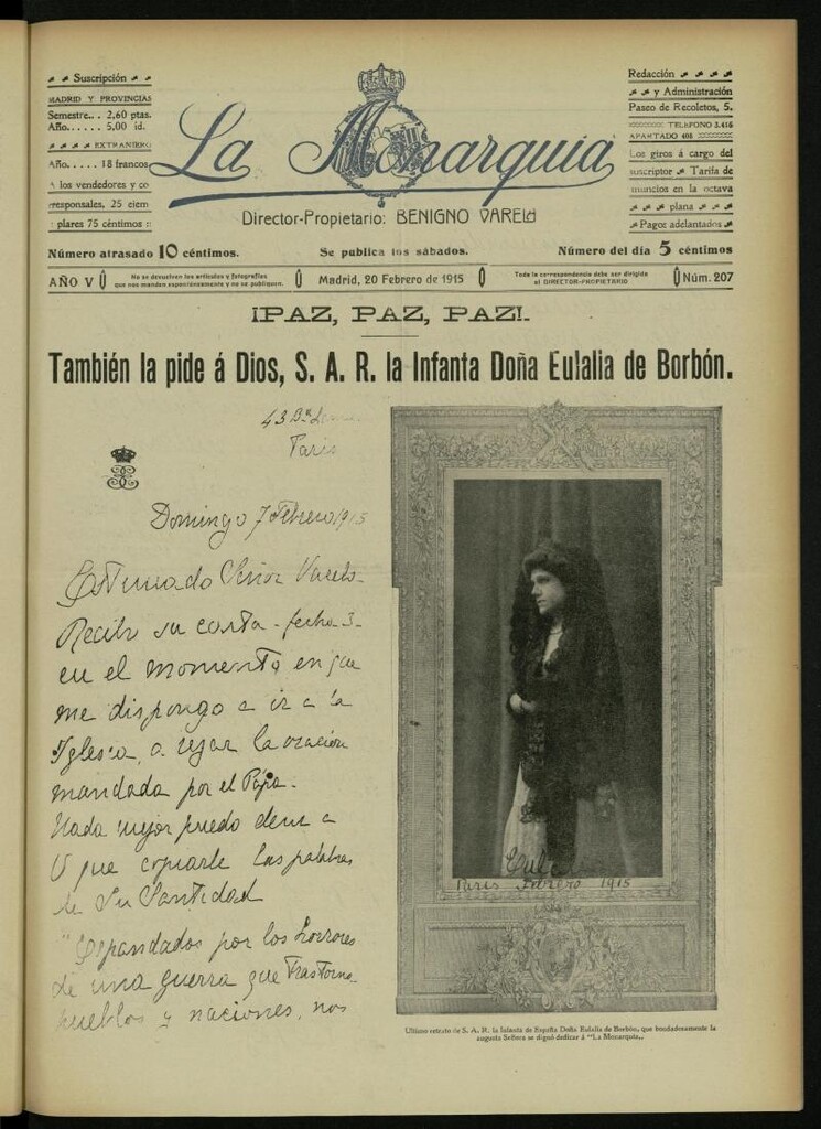 Miniatura de La Monarquía del 20 de febrero de 1915, nº 207