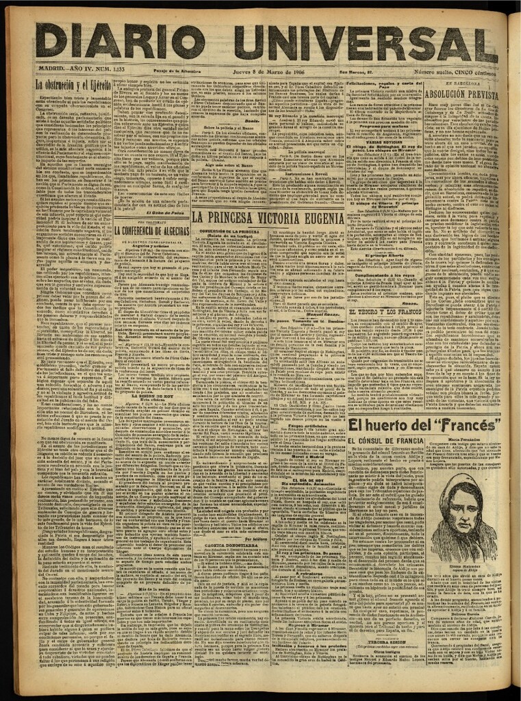 Miniatura de Diario Universal del 8 de marzo de 1906, edición de noche