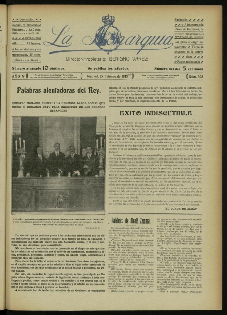 Miniatura de La Monarquía del 27 de febrero de 1915, nº 208