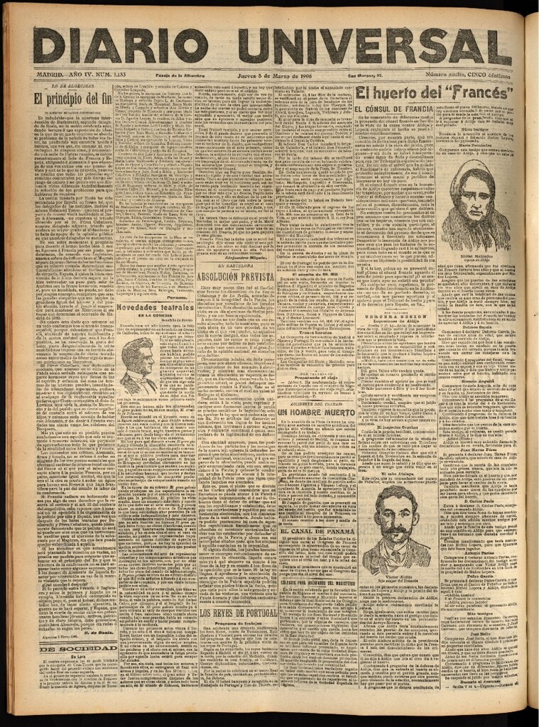 Miniatura de Diario Universal del 8 de marzo de 1906, edición de tarde