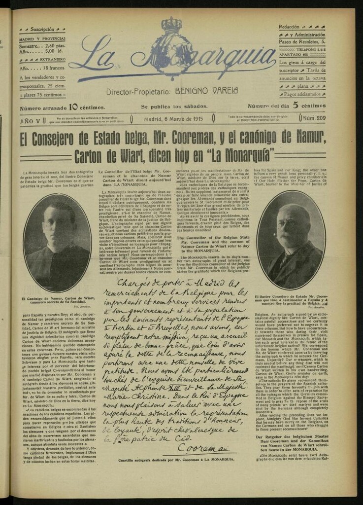 Miniatura de La Monarquía del 6 de marzo de 1915, nº 209