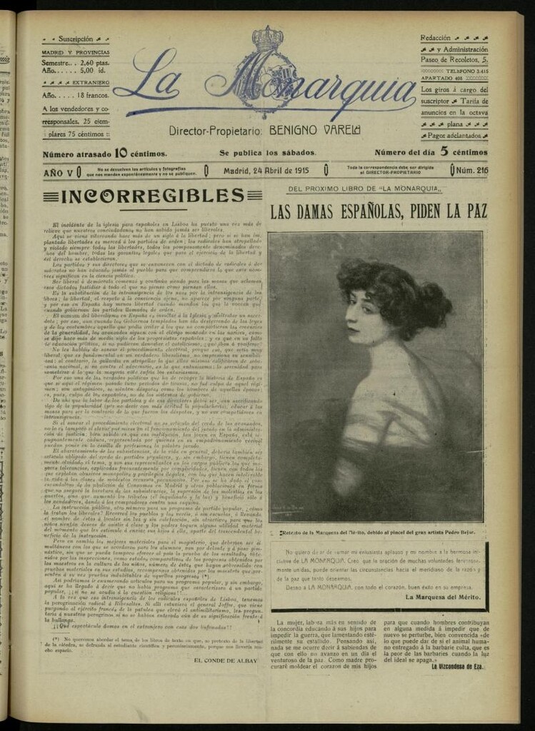 Miniatura de La Monarquía del 24 de abril de 1915, nº 216