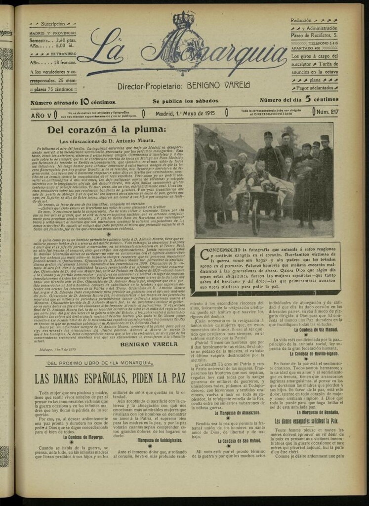 Miniatura de La Monarquía del 1 de mayo de 1915, nº 217