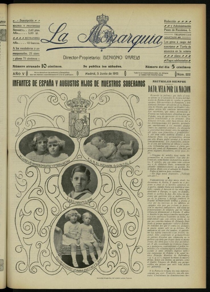 Miniatura de La Monarquía del 5 de junio de 1915, nº 222