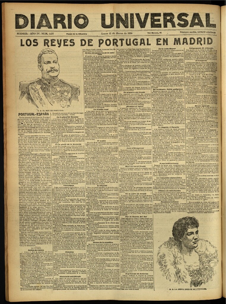 Miniatura de Diario Universal del 12 de marzo de 1906, edición de noche